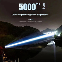 Linterna Táctica LED Recargable de Aleación de Aluminio, Enfoque Ajustable, Impermeable IP65, Alcance de Haz de 3000m, 20000 Lúmenes, Carga USB
