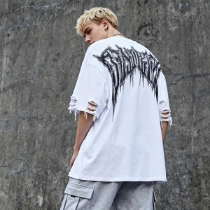 QZFSO fabricante logotipo personalizado alta calidad desgastado Vintage fabricante hombres camiseta Streetwear camiseta para hombres - Product Image 1