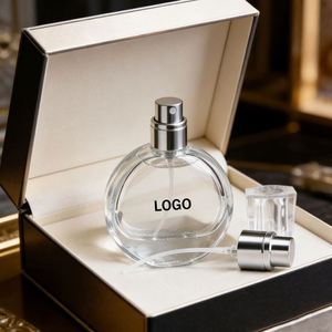 Factory Direct 25ml Flat Round Glass Perfume <b>Bottles</b> Refillable Travel Portable Fine <b>Mist</b> Spray <b>Bottles</b> with Low MOQ Custom - Product Image 1