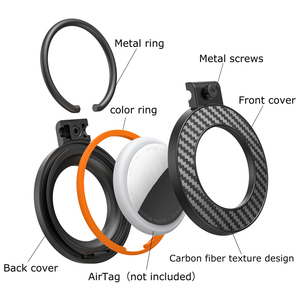 Étui de protection pour porte-clés Apple <span class=keywords><strong>AirTag</strong></span>, en PC, double couleur, texture fibre de carbone, avec boucle de verrouillage sécurisée - Product Image 1
