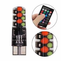 Ampoules RGB LED T10 Canbus pour phare de voiture 12V lecture automatique télécommande en silicone flash stroboscopique projecteur feu de dégagement