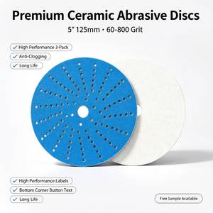 Disque de ponçage céramique Fortunebrasive 5 pouces sans trou, grain 60-800, auto-agrippant, <span class=keywords><strong>bleu</strong></span>, pour ponçage à sec et finition de carrosserie automobile en métal - Product Image 2