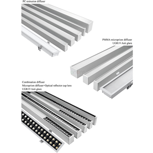 50มม. พีซีตัวกระจายแสง LED จี้เชิงเส้นสามารถเชื่อมต่อได้รูปทรงสี่เหลี่ยมแขวนสำหรับห้องโลหะ - Product Image 4