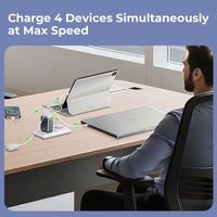 Chargeur de voyage rapide USB-C 4 ports 100W PD/GaN avec prise pliable QC3.0, protection OTP/OVP pour ordinateur portable, téléphone et montre connectée