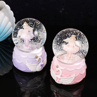Kotak Musik Bola Salju Resin Balerina Lukisan Tangan Ramah Lingkungan dengan Lampu, Swan Lake, Hadiah Resital Balet untuk Anak Perempuan
