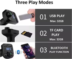Chargeur de voiture mains libres, adaptateur audio MP3 sans fil BT FM radio, double port USB compatible - Product Image 4
