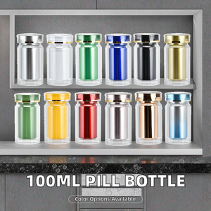 100ml PP Customized Color Silver Gold Pharmaceutical Bottle Screw <b>Cap</b> Pill <b>Plastic</b> Container Tablet Powder Packaging Jar - Product Image 2