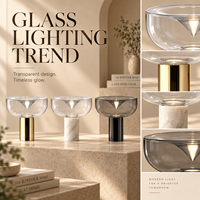Lampe de table moderne de style boutique, abat-jour en verre, base en métal noir, lumière E27 pour chambre à coucher, salon, hôtel, console, décoration