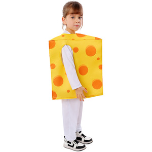 Disfraz de queso para niños, traje de cosplay de Halloween, amarillo con lunares naranjas, para fiestas infantiles - Product Image 2