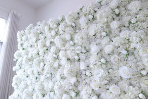 แผงติดผนังผ้าไหมลายดอกกุหลาบประดิษฐ์สีขาว4ft * 8FT ดอกไม้ประดิษฐ์ผนังสำหรับตกแต่งงานกิจกรรม - Product Image 4