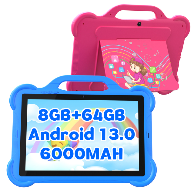 New 10.1" Educational Kids Tablet Android 13.0 Quad Core 2GB+6GB RAM 32GB 5000mAh USB-C Shockproof