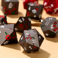Lot de 7 dés métalliques polyédriques motif fleur de prunier avec sac dragon pour jeux de rôle de table (RPG), TRPG, cosplay, cadeaux et articles de fête