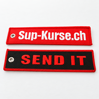 Porte-clés promotionnel en tissu, étiquette d'aviation personnalisée brodée avec logo sur bordure Merrow