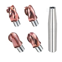 Fraise à queue sphérique en carbure super micro-granulé échangeable, 2/4 dents, X-UET, fraise à indexage OEM