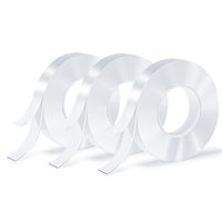DEFOO Ruban Adhésif Double Face Réutilisable en PU/PVC Thermofusible, Durable, Nano, Lavable, Imperméable, Transparent, Sans Résidu, pour Affiches Murales