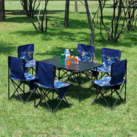 Ensemble chaise et table pliantes pour le camping en plein air, portable, pliable, en tissu Oxford, en acier carbone, rectangulaire, mobilier d'extérieur, pique-nique