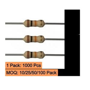 Resistencias fijas de película metálica de 1KΩ, 1/4 de vatio, 1% de tolerancia, tipo axial con orificio pasante para proyectos electrónicos DIY, montaje en PCB - Product Image 2