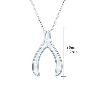 Collar con Colgante de Hueso de la Suerte de Plata de Ley 925 con Ópalo, Joyería de Moda - Product Image 2