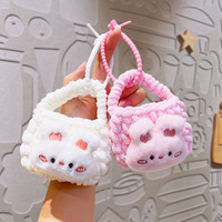 Porte-monnaie porte-clés portable en peluche lapin tricoté à la main, design tendance, motif dessin animé, doux, écologique et mignon, vente en gros, nouveau style