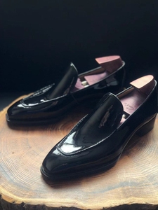 Ce ml27 काले पेटेंट फाइडलेबैक कमर का निर्माण बछड़ा चमड़े के पुरुषों के चमड़े के आउटसोर्स हैंडमेड लोफर - Product Image 4