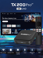 TX200 PRO Smart Android TV Box 4K, Lettore Multimediale Wireless WiFi, Dispositivo di Streaming Quad Core