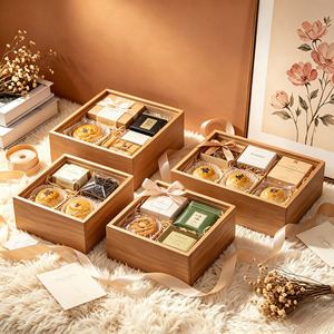 Caja de Regalo de Madera Rectangular con Tapa Acrílica, Hecha a Mano, para Almacenamiento de Manualidades y Uso General - Product Image 1