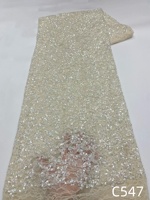 NI.AI Nouveau design Tissu en dentelle à sequins brillants, Tissu en dentelle à grandes paillettes, Tissu en dentelle pour robe de mariée avec sequins