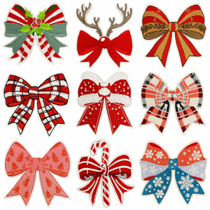 Ensemble de patchs brodés à thème Noël, nœuds papillon festifs, pour vestes décontractées et sacs à dos pour enfants, patchs de créateur - Product Image 2