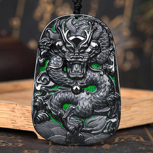 Pendentif Longpai en jadéite noire naturelle authentique, pendentif pour homme, vente en gros de jade, cadeau avec certificat d'évaluation C241 - Product Image 2