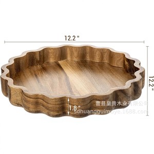 Wooden Corrugated <b>Tray</b> 12.2 In Diameter For Fruit <b>Snacks</b> Serving Home Decorative Dish - Product Image 1