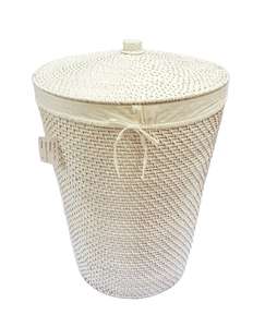 Panier à linge en rotin naturel tressé personnalisable avec couvercle, bac de rangement durable en jonc de mer et sets de table décoratifs - Product Image 3