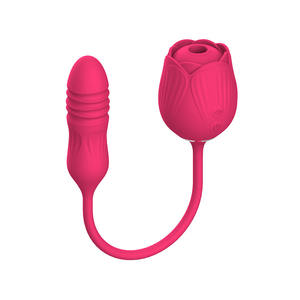 女性用大人のおもちゃ2 in 1バラ吸引ディルド伸縮バイブレーター膣クリトリス - Product Image 2