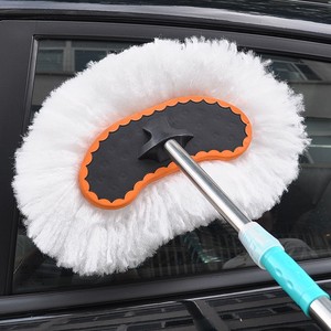 Brosse de lavage de voiture à poils doux, manche télescopique, en soie de lait, 95CM X 125CM, tête de brosse blanche, outils de lavage de voiture - Product Image 2