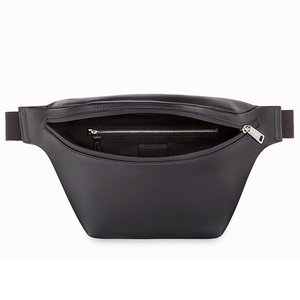 <span class=keywords><strong>Riñonera</strong></span> de cuero liso con logotipo personalizado para hombre, bolso de cintura de diseño, a la moda, color negro - Product Image 2