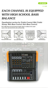Console de <span class=keywords><strong>mixage</strong></span> professionnelle quatre canaux GAX-EP4, amplificateur intégré en métal actif de 600 watts - Product Image 4