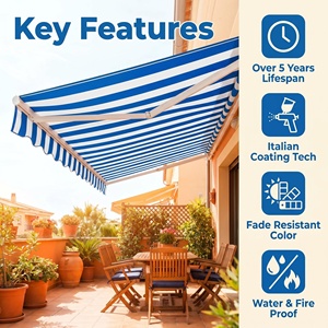 Bâche de protection antistatique anti-UV, résistante à la décoloration, à rayures bleues et blanches, en <span class=keywords><strong>PVC</strong></span> enduit, pour portes, fenêtres, entrées et auvents extérieurs - Product Image 5