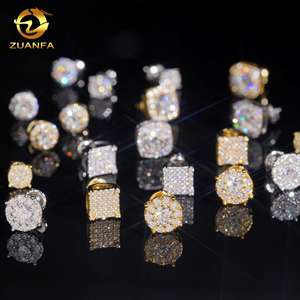 USA Stock Hip Hop Jewelry Mens Moissanite <strong>Earrings</strong> Pass Diamond Tester Solid 925 Silver Iced Out Moissanite Screw <strong>Back</strong> <strong>Earrings</strong> - Product Image 3