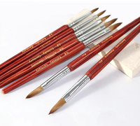 Pinceaux professionnels en bois pour nail art 100% pur Kolinsky Sable, multifonctionnels, différentes tailles de pointes pour l'extension et la peinture des ongles