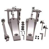 Pedal Doble para Batería BR, Pedal Doble de Cadena para Batería de Jazz, Pedal Reforzado de Aleación de Zinc y Aluminio Plateado