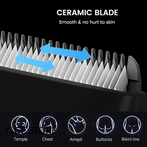 Cortadora de pelo corporal impermeable para hombres, máquina de afeitar eléctrica con cuchillas de cerámica - Product Image 5