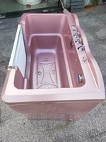 Baignoire pour chien EUR PET avec séparateur en acrylique et porte, piscine de toilettage pour animaux imperméable avec fonction bain moussant et à bulles, poignée pliable