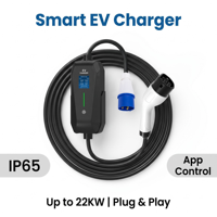 Station de recharge portable certifiée CE 7 kW, chargeur EV industriel à prise bleue