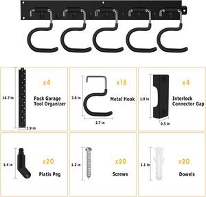 Gran oferta, nuevo estilo, ganchos de almacenamiento para garaje, utilidad doble resistente para organizar herramientas eléctricas, ganchos de montaje en pared, estante de almacenamiento de pared - Product Image 5