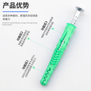 สกรูขยายฮุ่ยหยู 8x65 สีเขียว สำหรับยึดผนังอิฐบล็อกและตู้ - Product Image 1