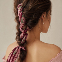 Écharpe longue et étroite en soie, ruban pour cheveux, foulard pour le cou, pour filles et femmes, imprimé floral, bandeau fin, écharpe de plage