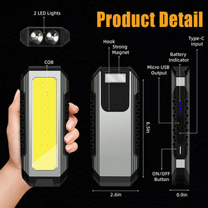 Lampe de travail COB 4000mAh rechargeable, portable, LED, pour réparation automobile, avec aimant et charge USB - Product Image 3