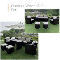 Ensemble de meubles de patio pour restaurant Riverside |   Ensemble de canapé d'extérieur en osier sur mesure et table en marbre pour repas en plein air