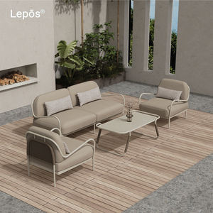 Luxe Jardin Patio <span class=keywords><strong>Hôtel</strong></span> Villa En Aluminium Enduit <span class=keywords><strong>De</strong></span> Poudre Cadre Corde Tissage Extérieur Canapé Ensemble avec Doux Épais Coussins Imperméables - Product Image 1