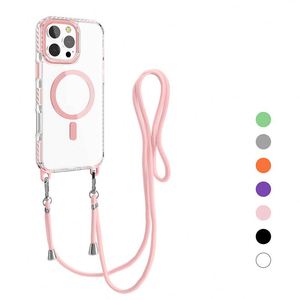 Funda Transparente con Cordón para Cargador Inalámbrico para iPhone 16E 16 15 14 Plus 13 12 Pro Max, Collar Magnético con Correa - Product Image 4