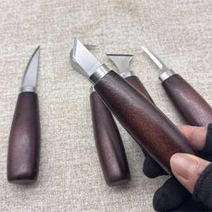 Utensili <span class=keywords><strong>per</strong></span> Intaglio del <span class=keywords><strong>Legno</strong></span>, <span class=keywords><strong>Coltelli</strong></span> <span class=keywords><strong>per</strong></span> Intaglio, <span class=keywords><strong>Coltelli</strong></span> a Uncino, Scalpelli <span class=keywords><strong>per</strong></span> Falegnameria - Acciaio Inossidabile di Grado Industriale con Manici in Noce Nero - Product Image 2